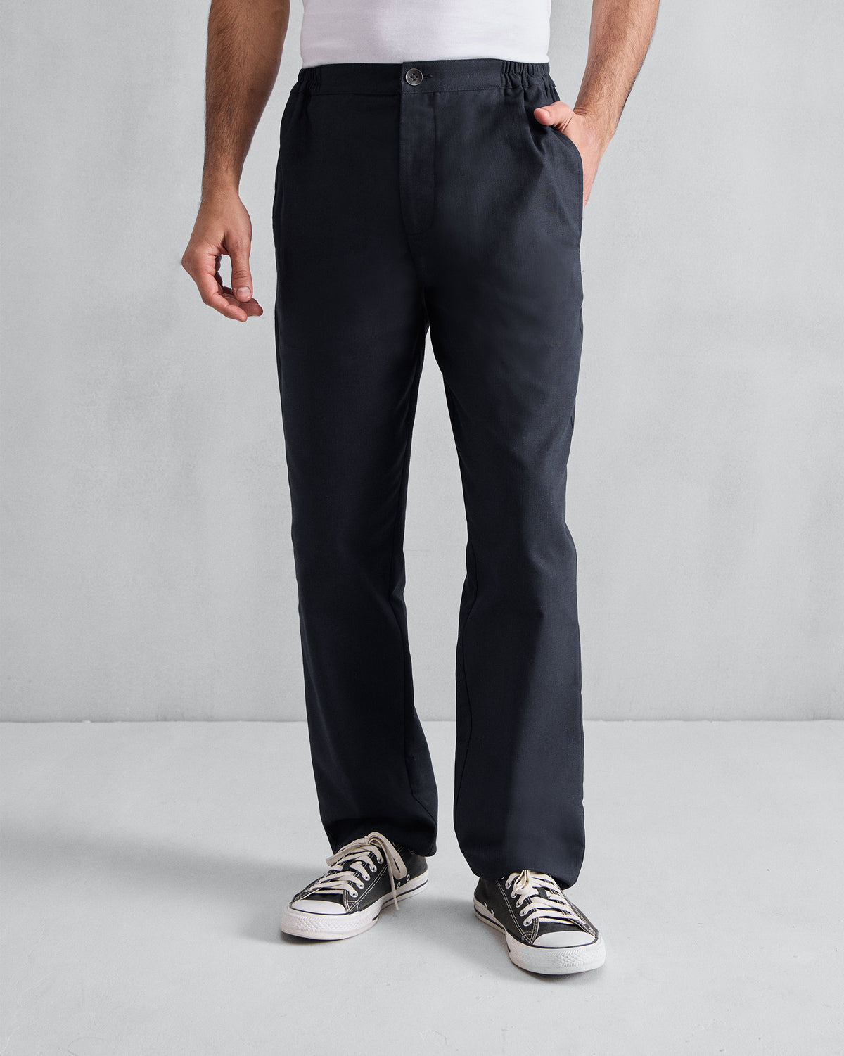 Black Shillong jammies with a relaxed straight-leg fit.