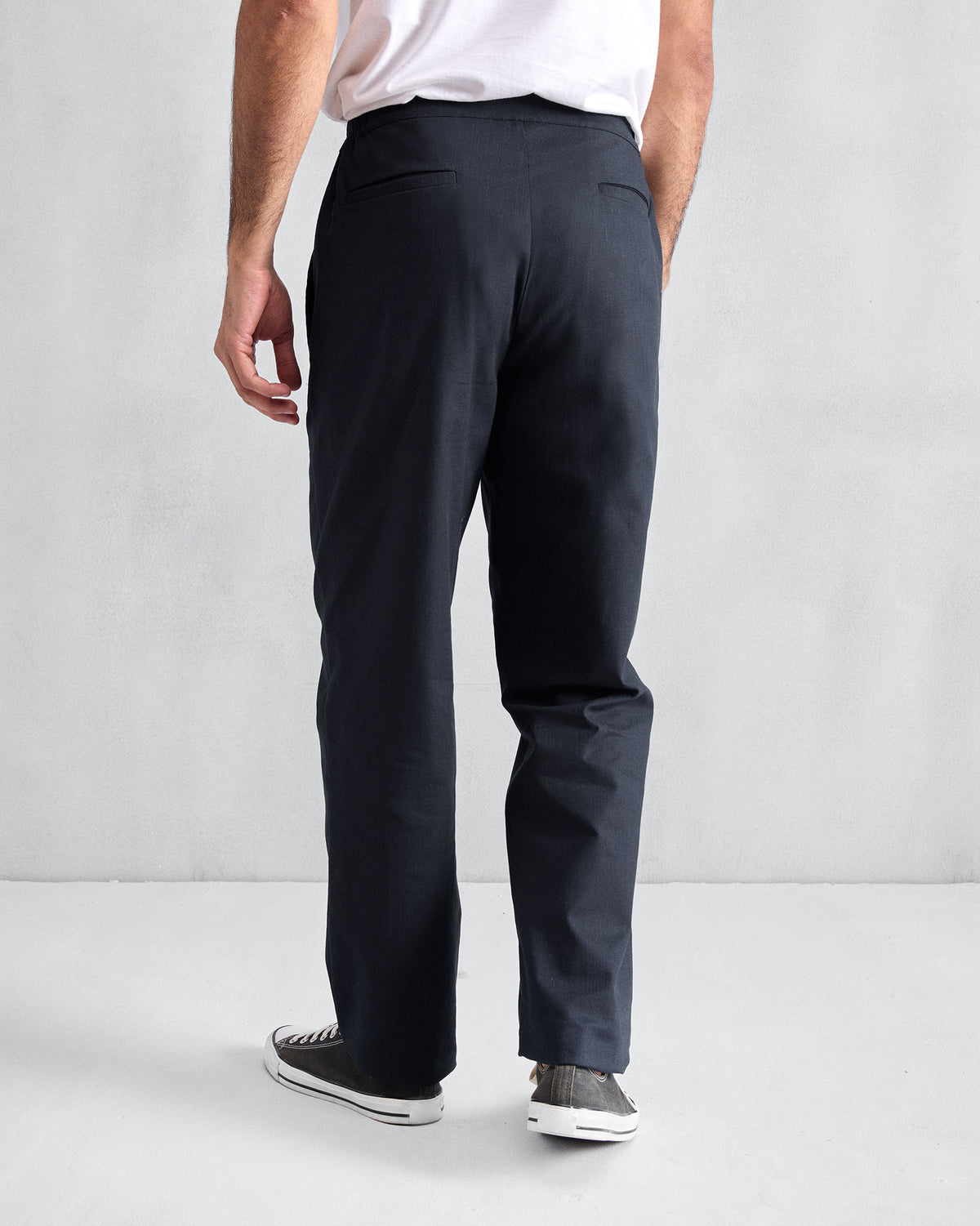 Back of black Shillong jammies with an elasticated waistband.