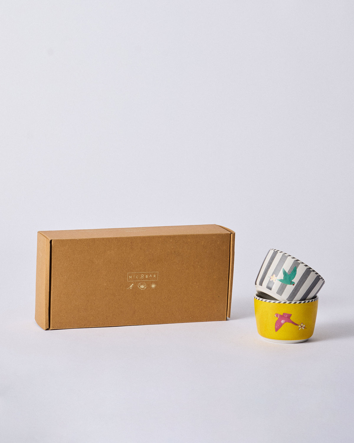 Ceylon Trail Nut Bowl set of two with a Nicobar kraft gift box.