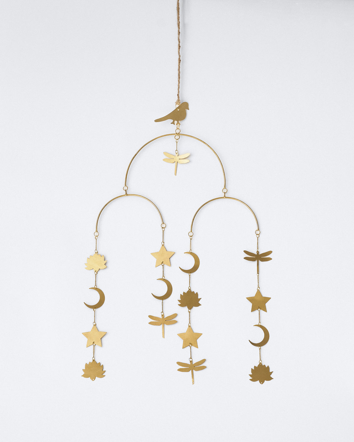 Gold Lotus toran with lotus, star, moon and dragonfly charms.