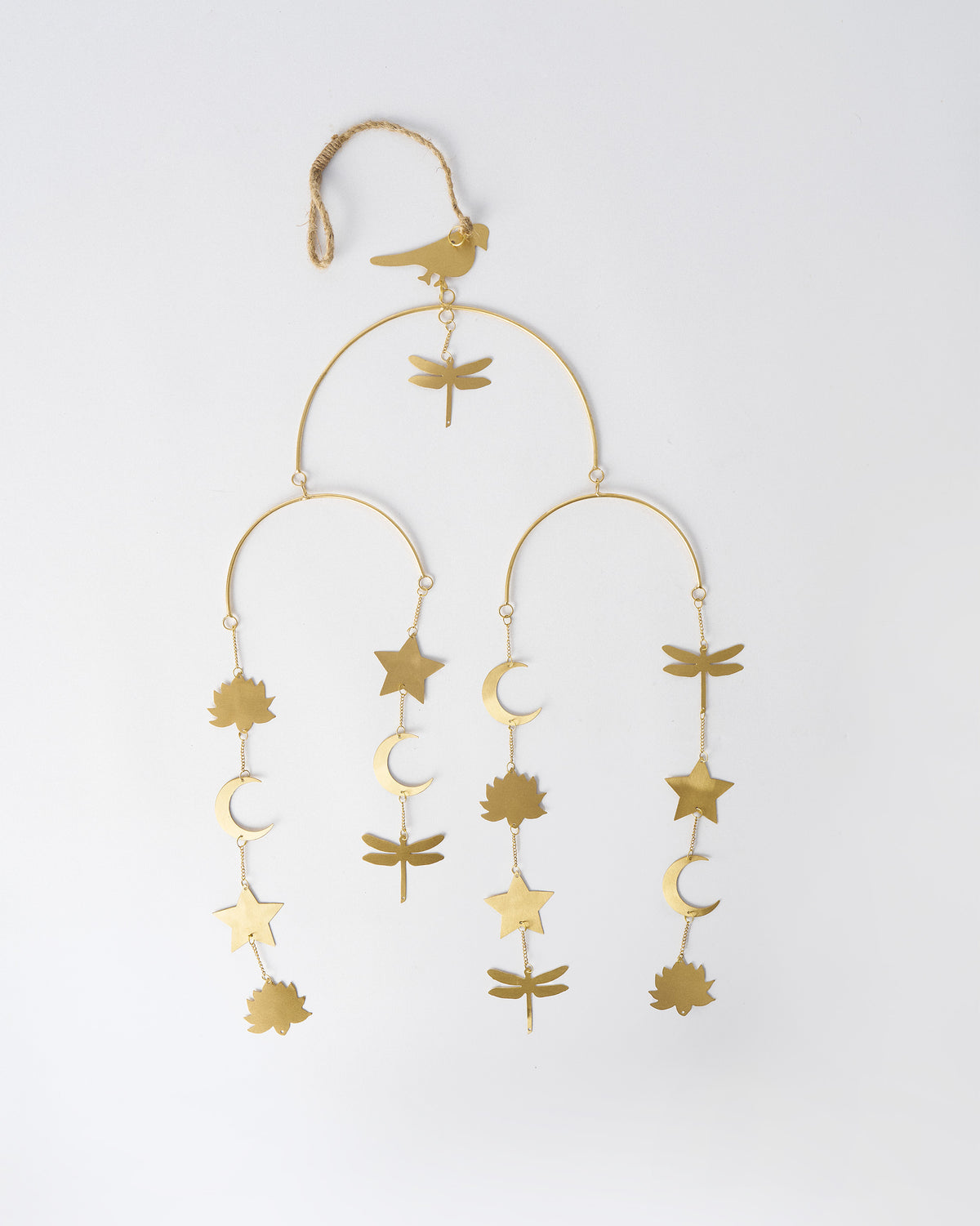 Full gold Lotus toran with bird hanger and hanging lotus charms.