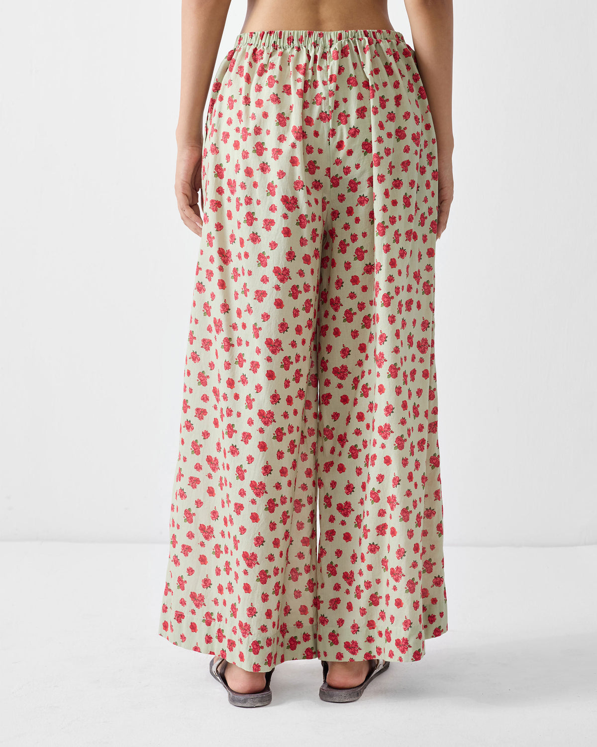 Back of mint and watermelon print Basic pyjamas with an elastic waist.