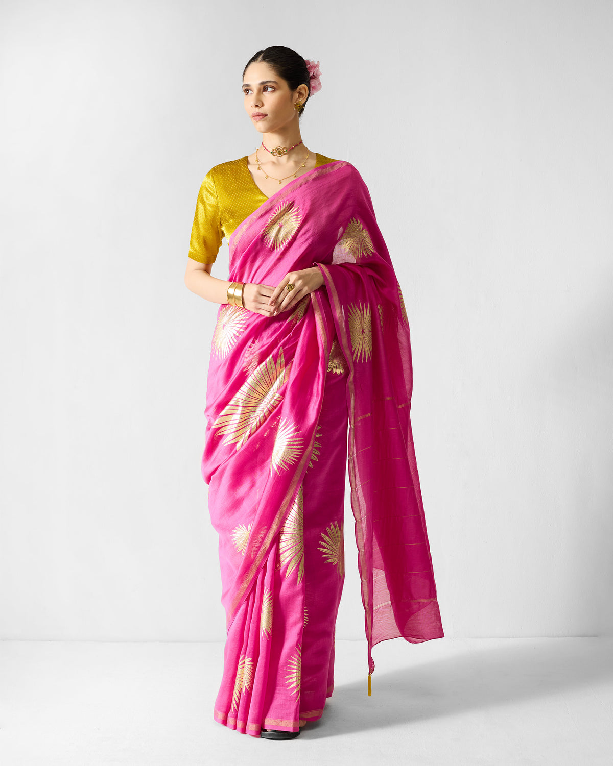 Person wearing a Dori blouse in a full-length view.