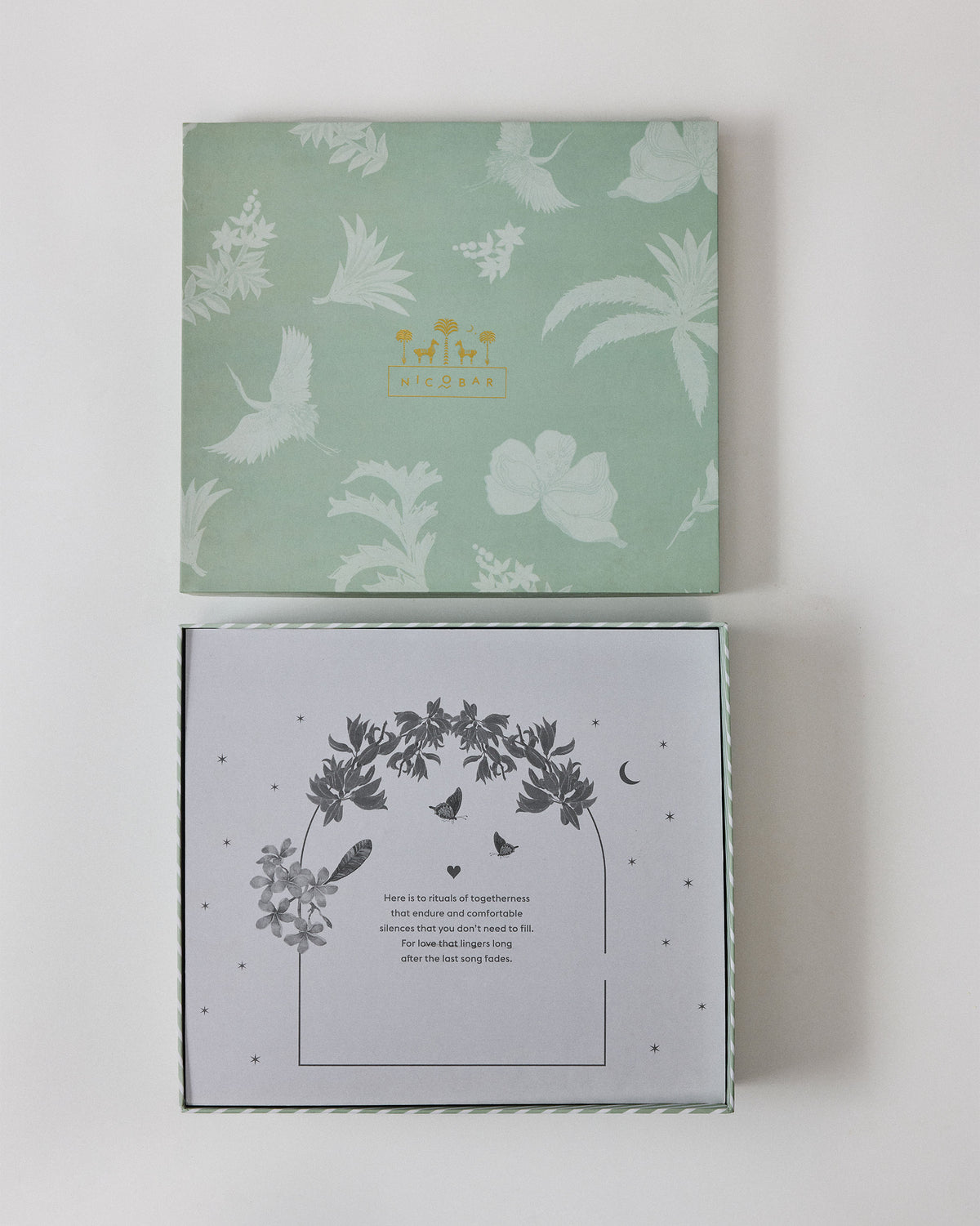 Prance gift box lid and insert with a printed togetherness toast.