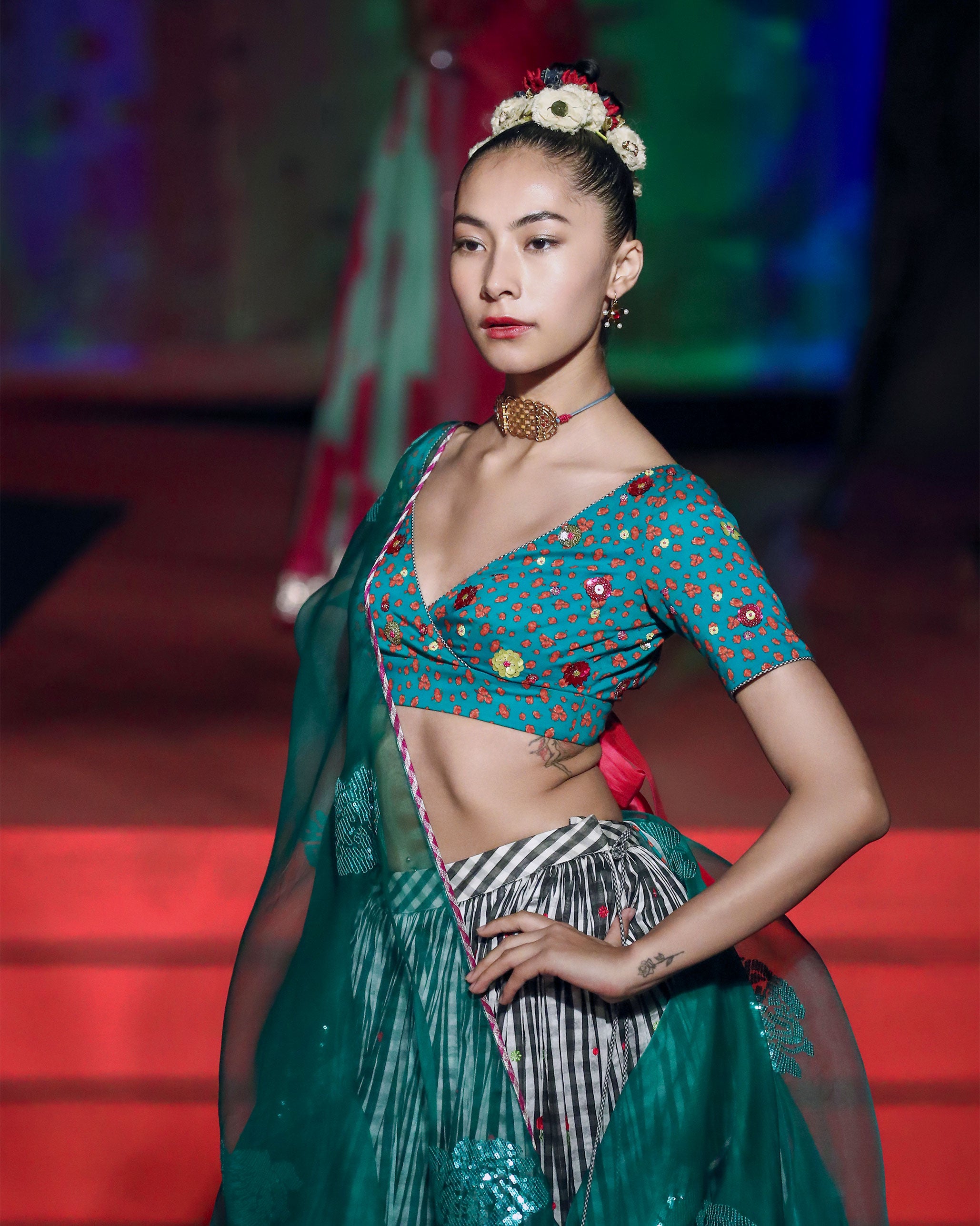 Zia Dupatta - Emerald Green Embroidered