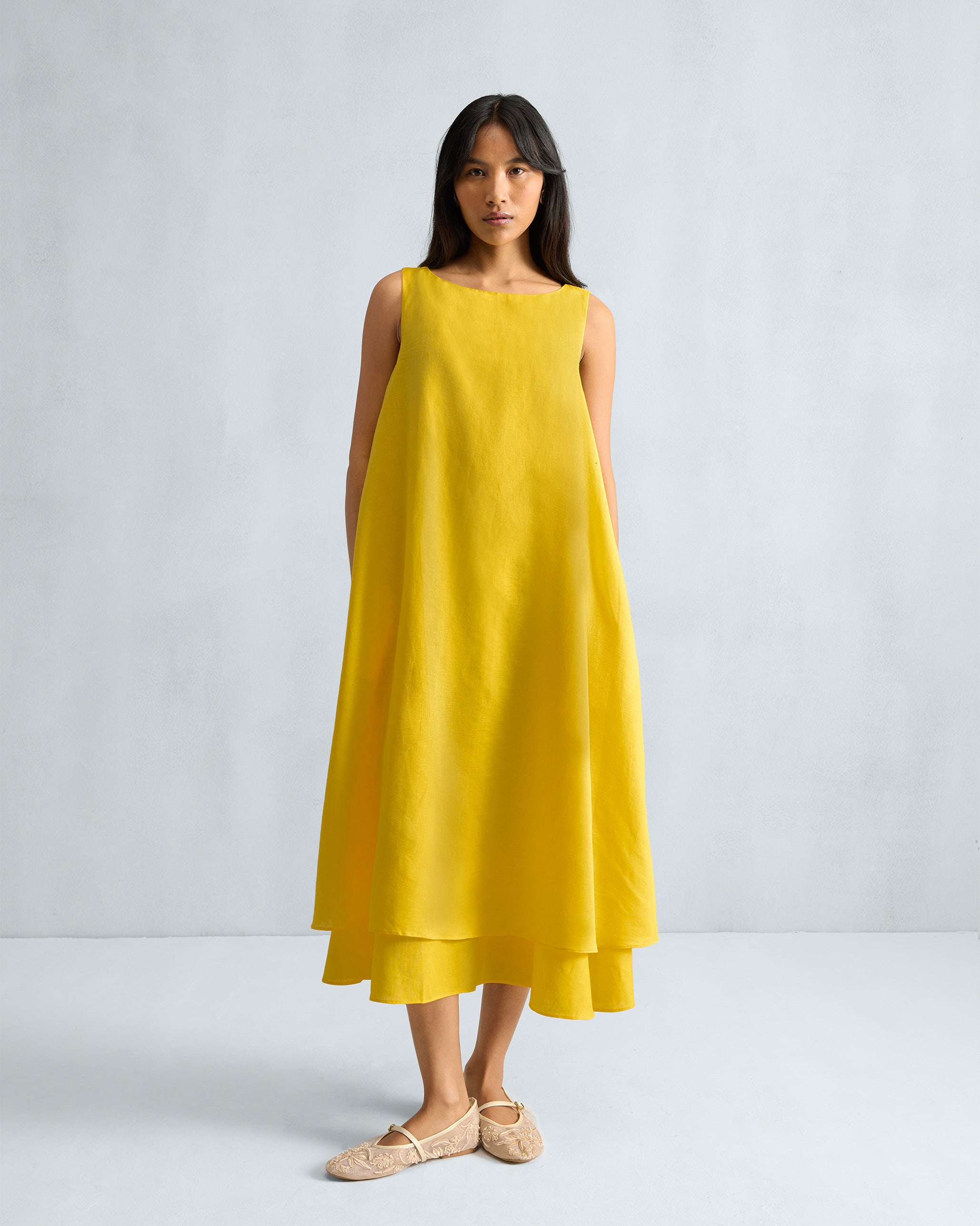 Double Layer Dress - Amaltas Yellow