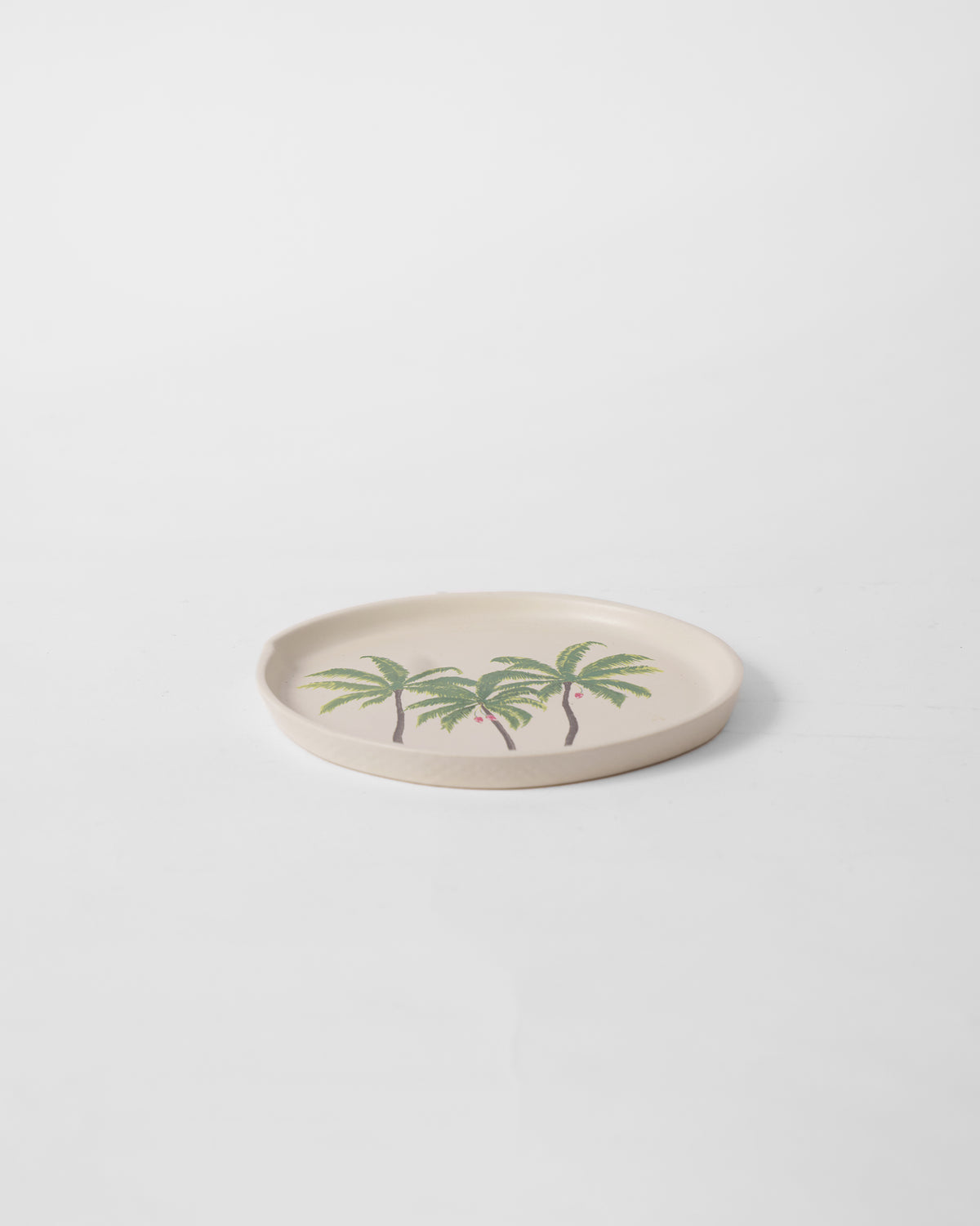 Kandy Dessert Plate with three green palm trees.