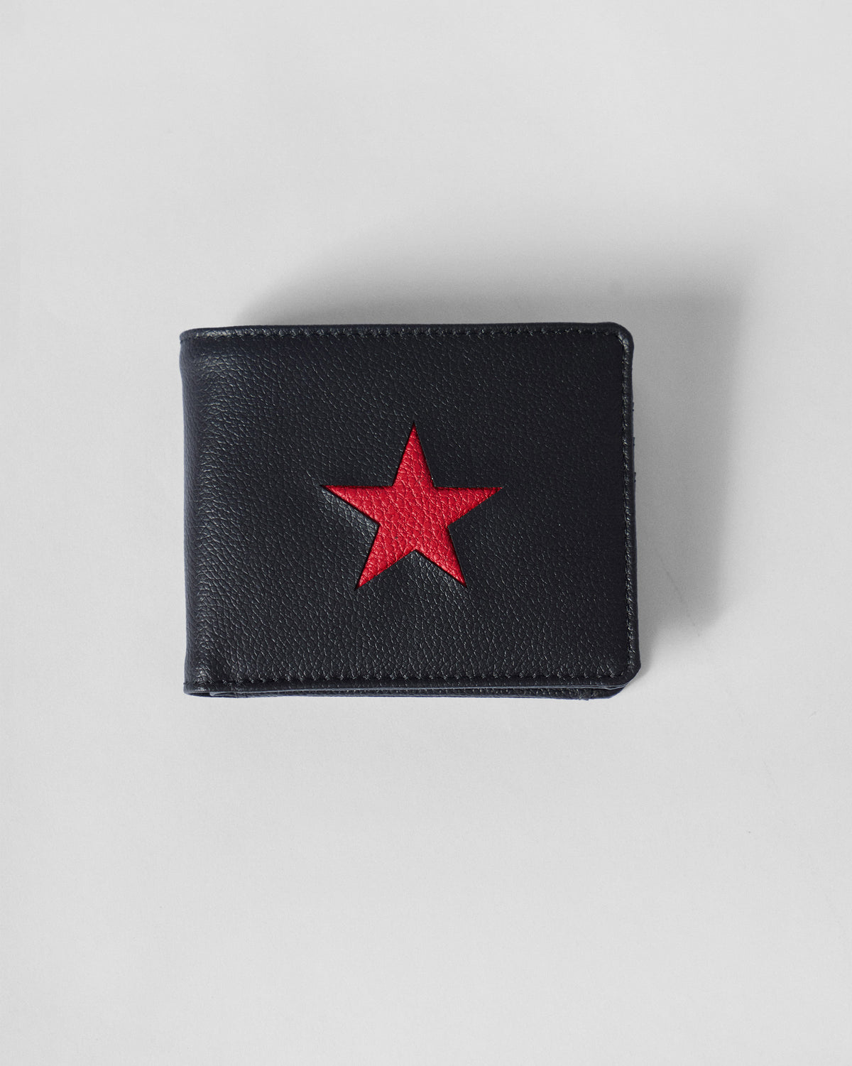Black Classic Bi-Fold Wallet with a red star on the front.