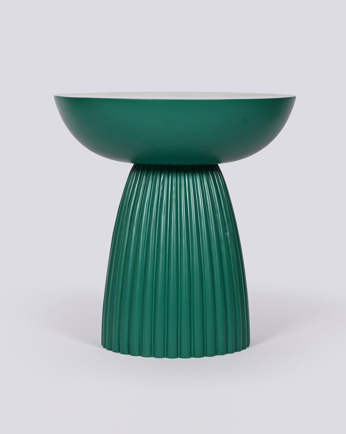 Fern Side Table with a green bowl-shaped top and fluted pedestal base.