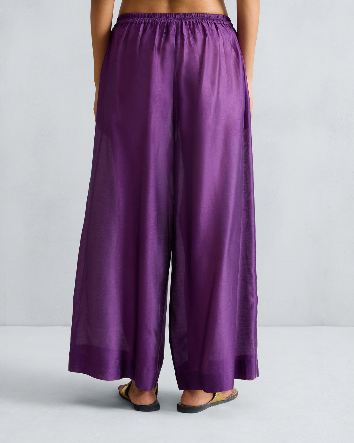 Back of purple Basic Pyjamas with an elasticated waist.