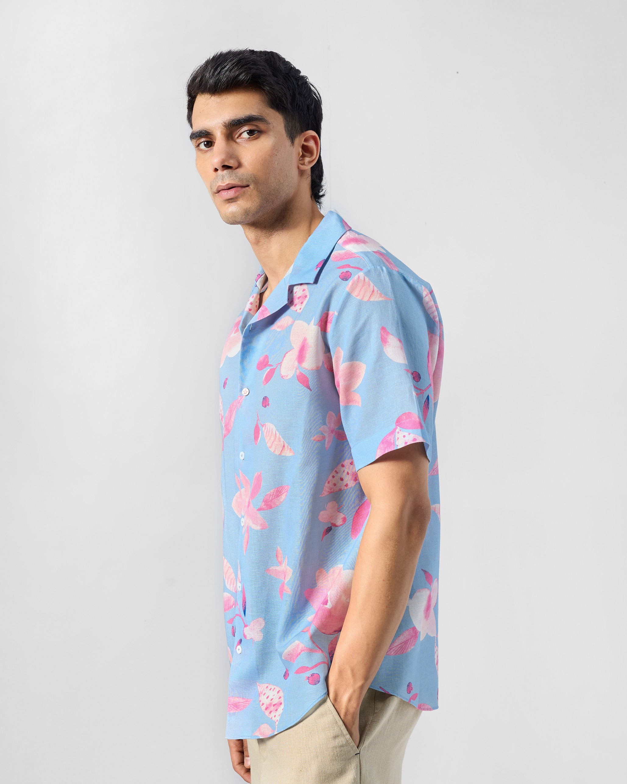 Mistari Shirt - Light Blue Printed
