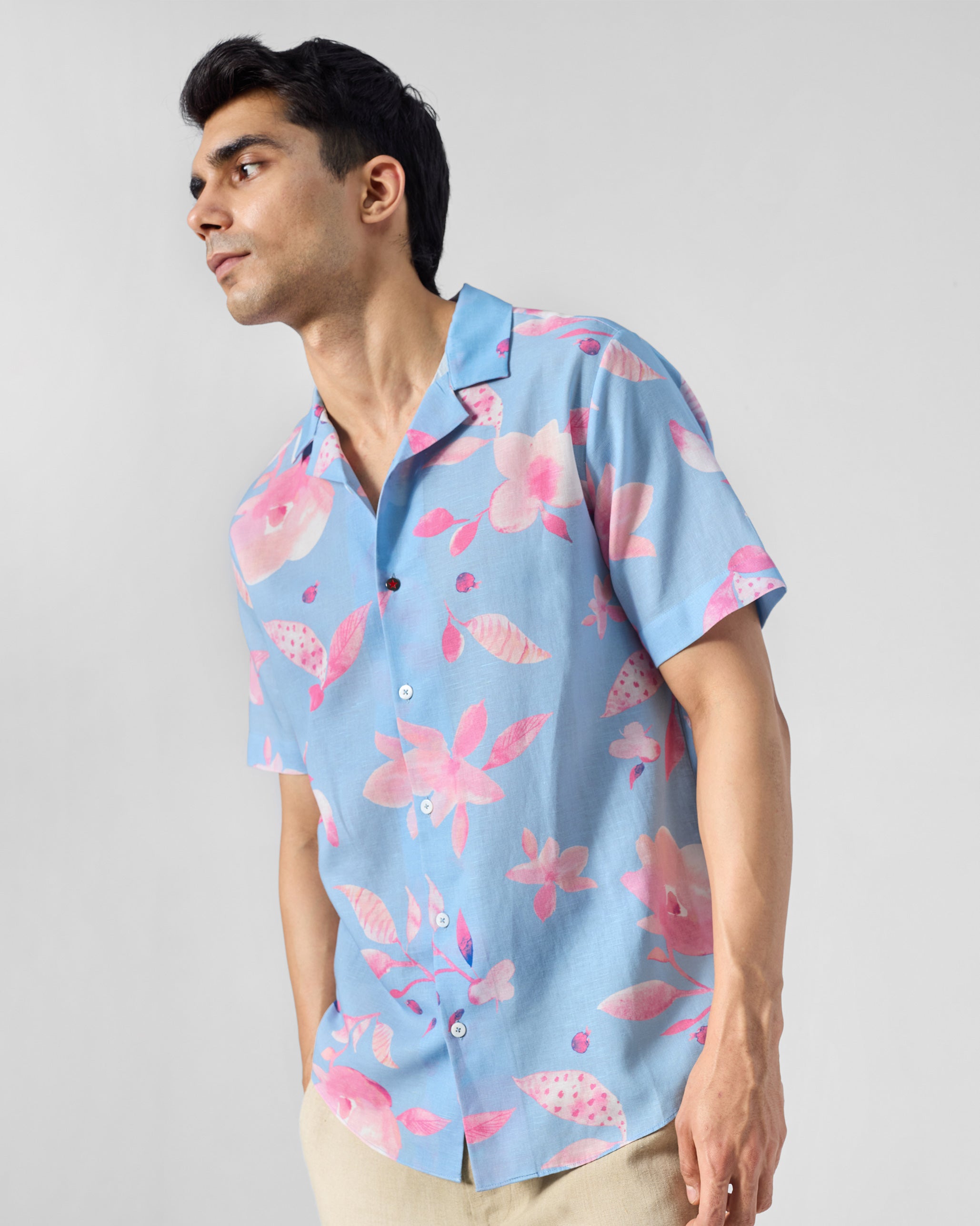 Mistari Shirt - Light Blue Printed