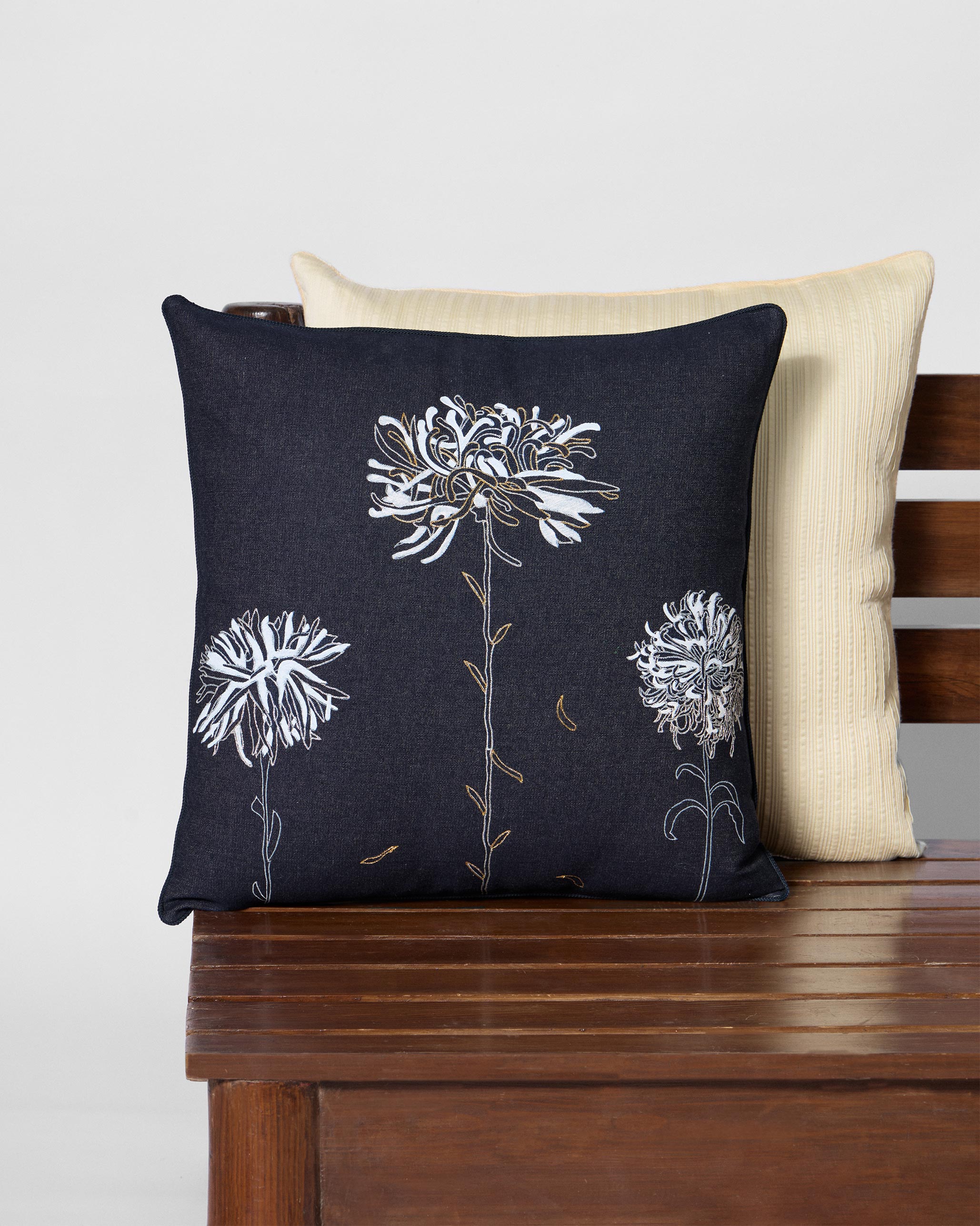 Mistflower Crewel Cushion