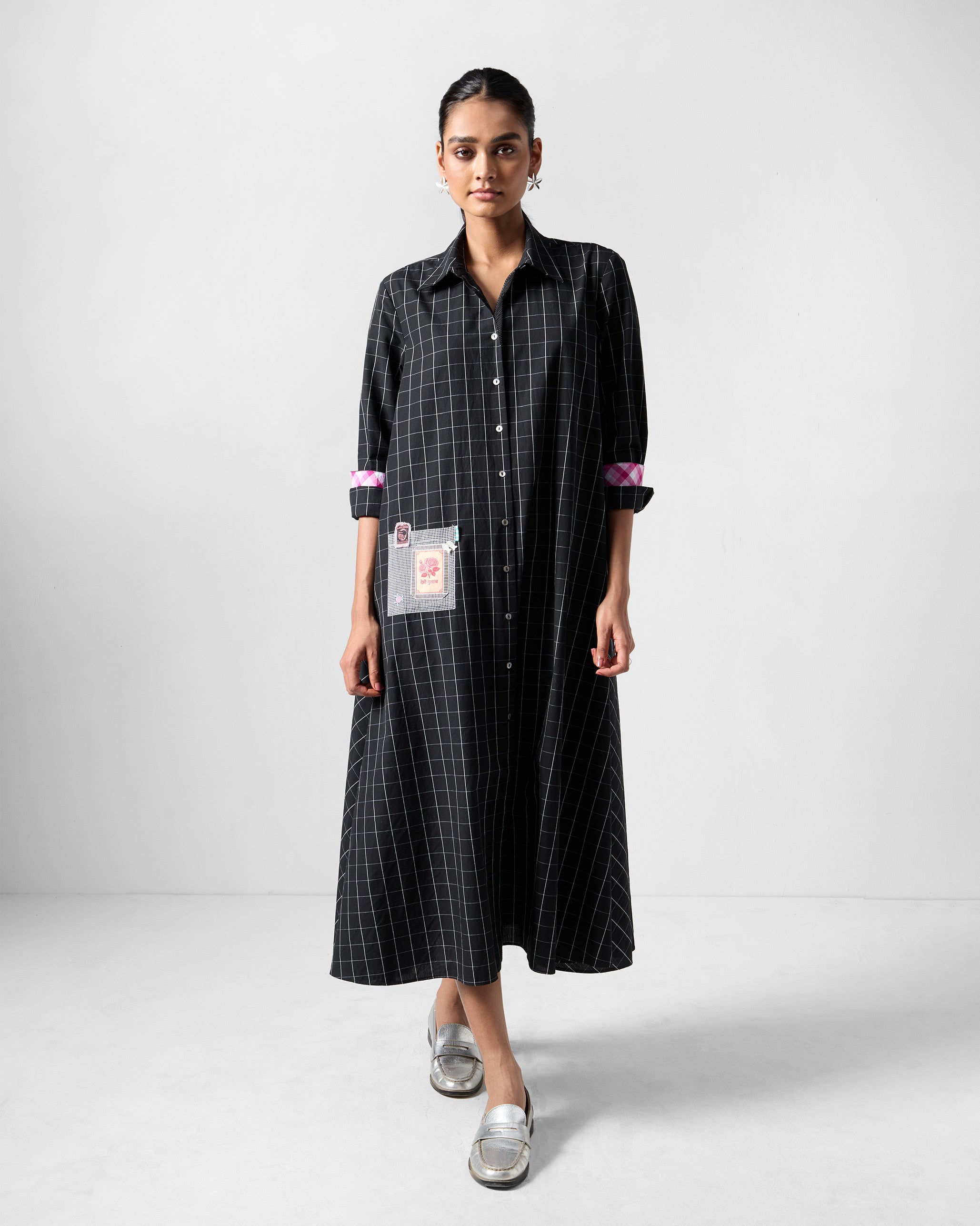 Spiti Shirt Dress - Black & White Checks