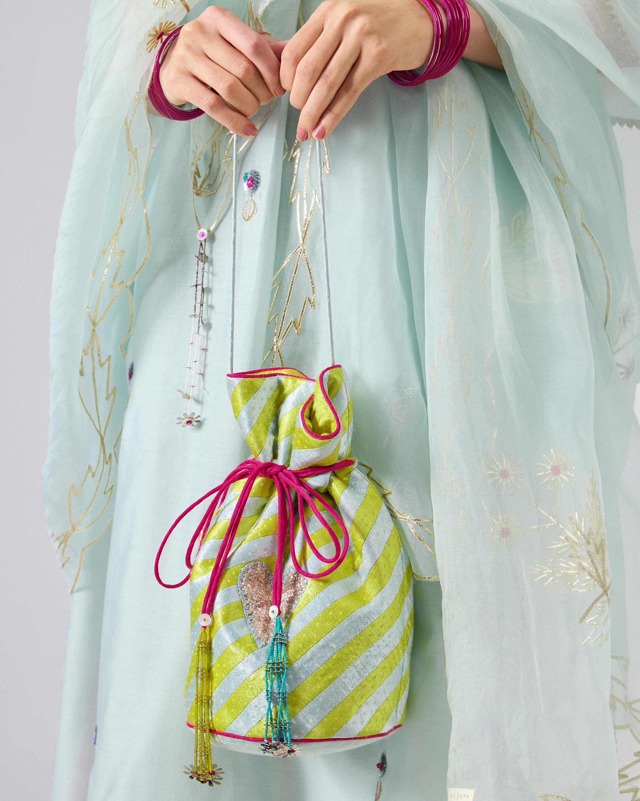 Raya Potli - Ice Blue & Yellow