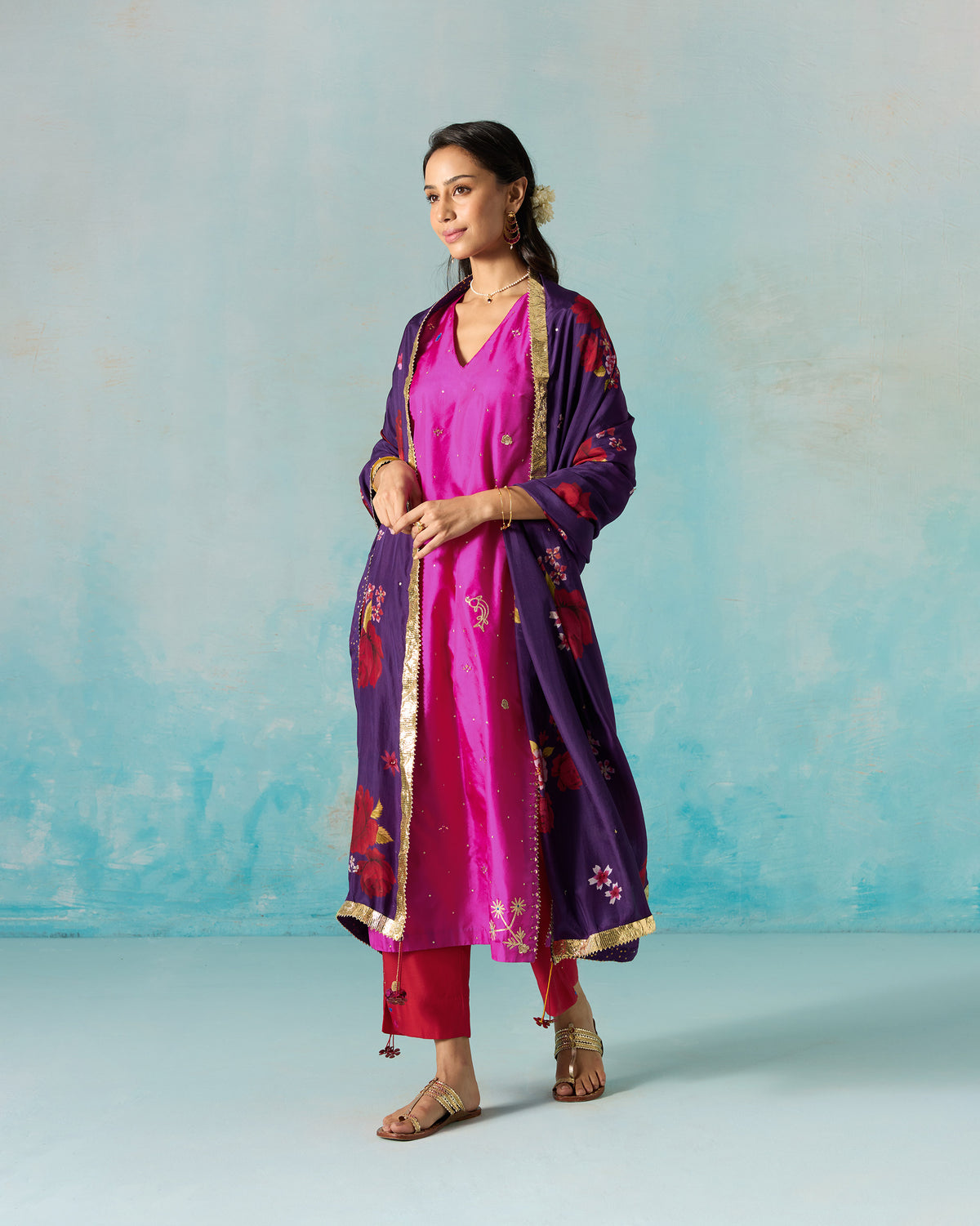 Guldasta Dupatta - Printed Silk