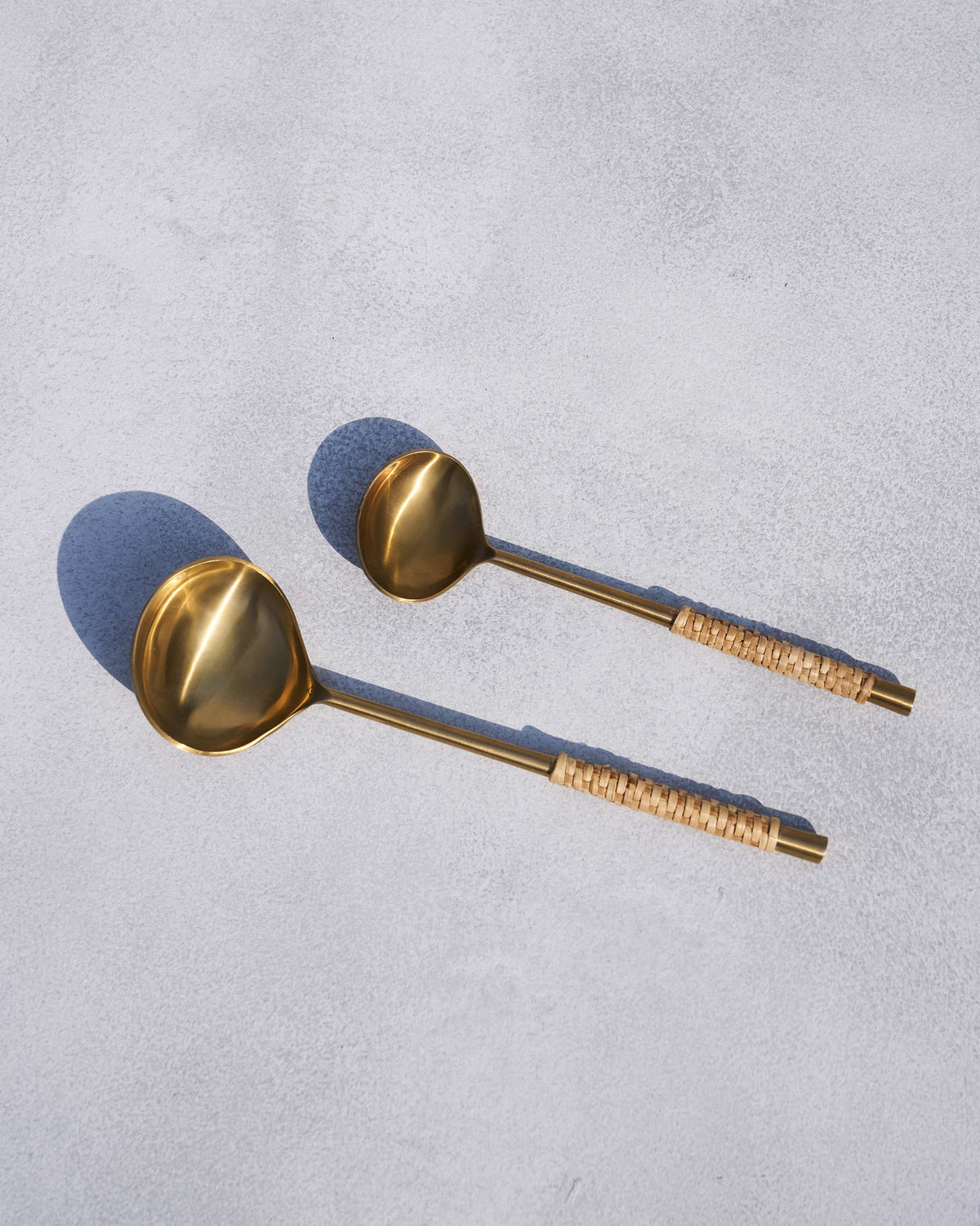 Pair of Sitara serving spoons in two sizes.