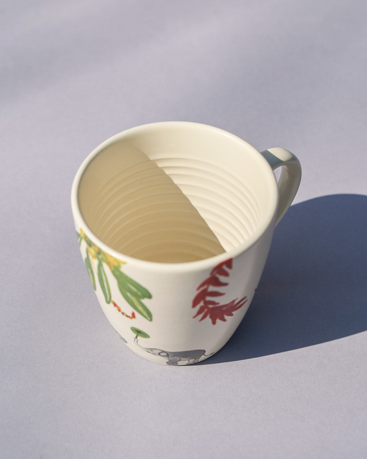 Thazin conical mug seen from above, showing its ridged inner glaze.