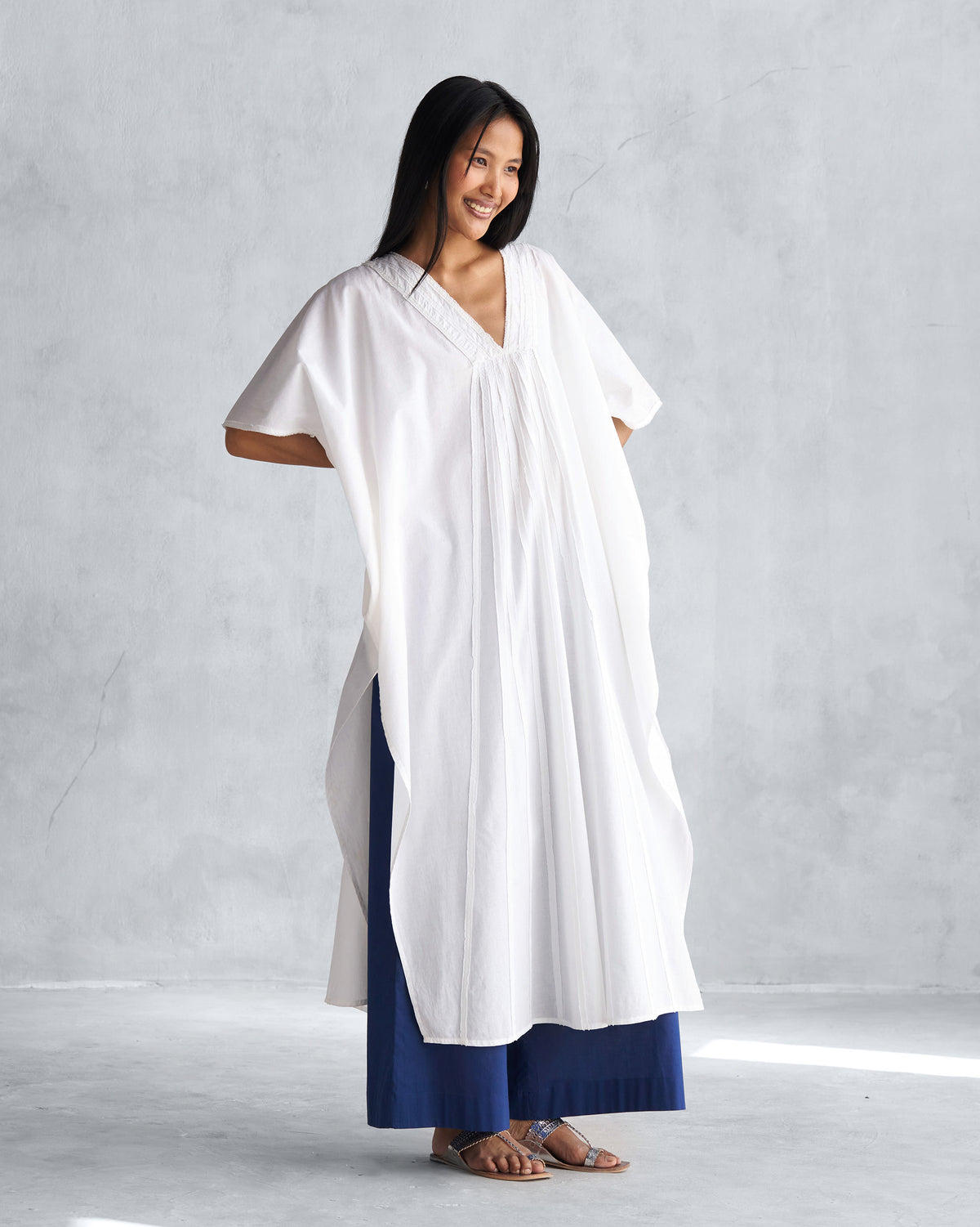 Wide navy Basic Pyjamas with full-length legs.