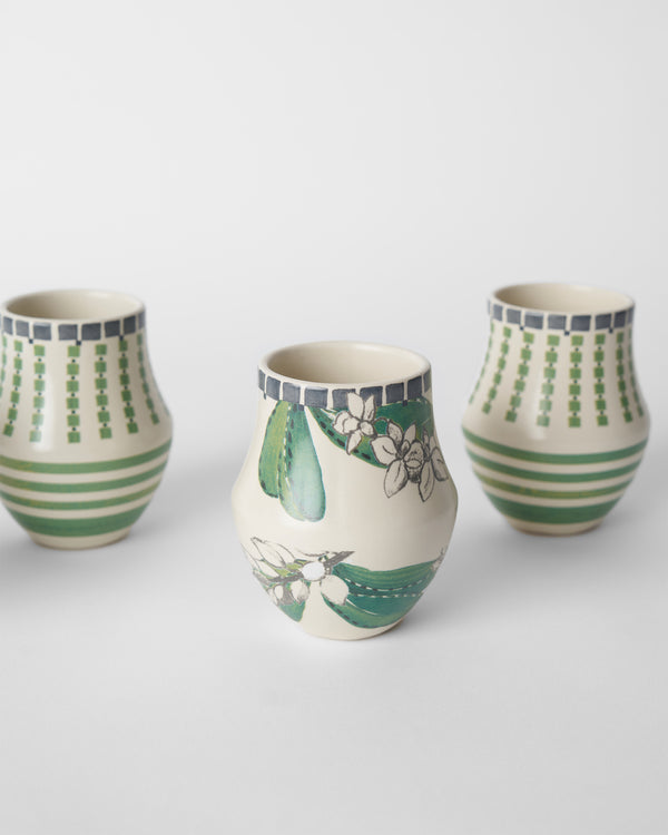 Kulhars with green geometric bands
