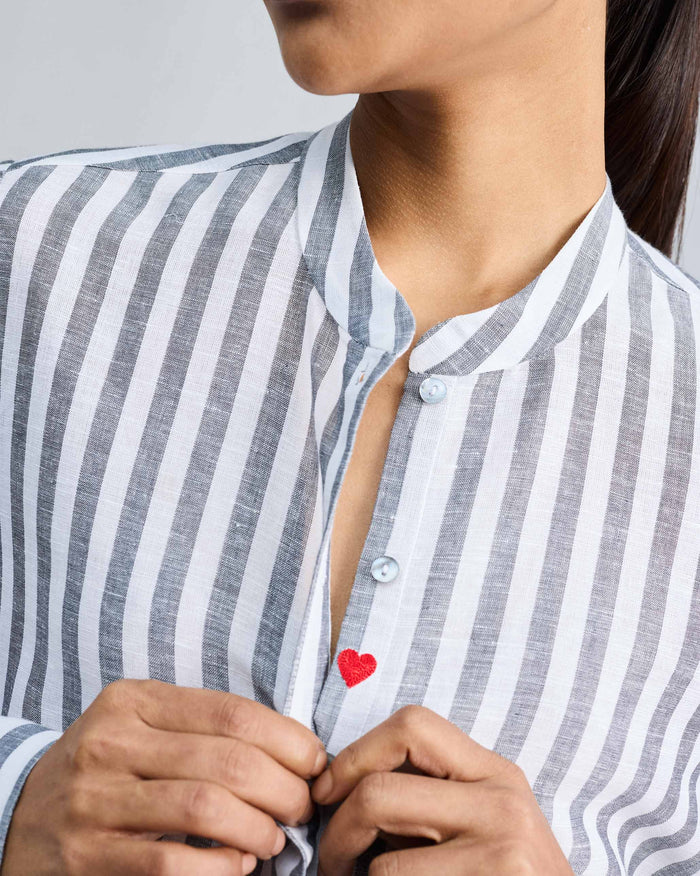The Mandarin Collar Set - Charcoal