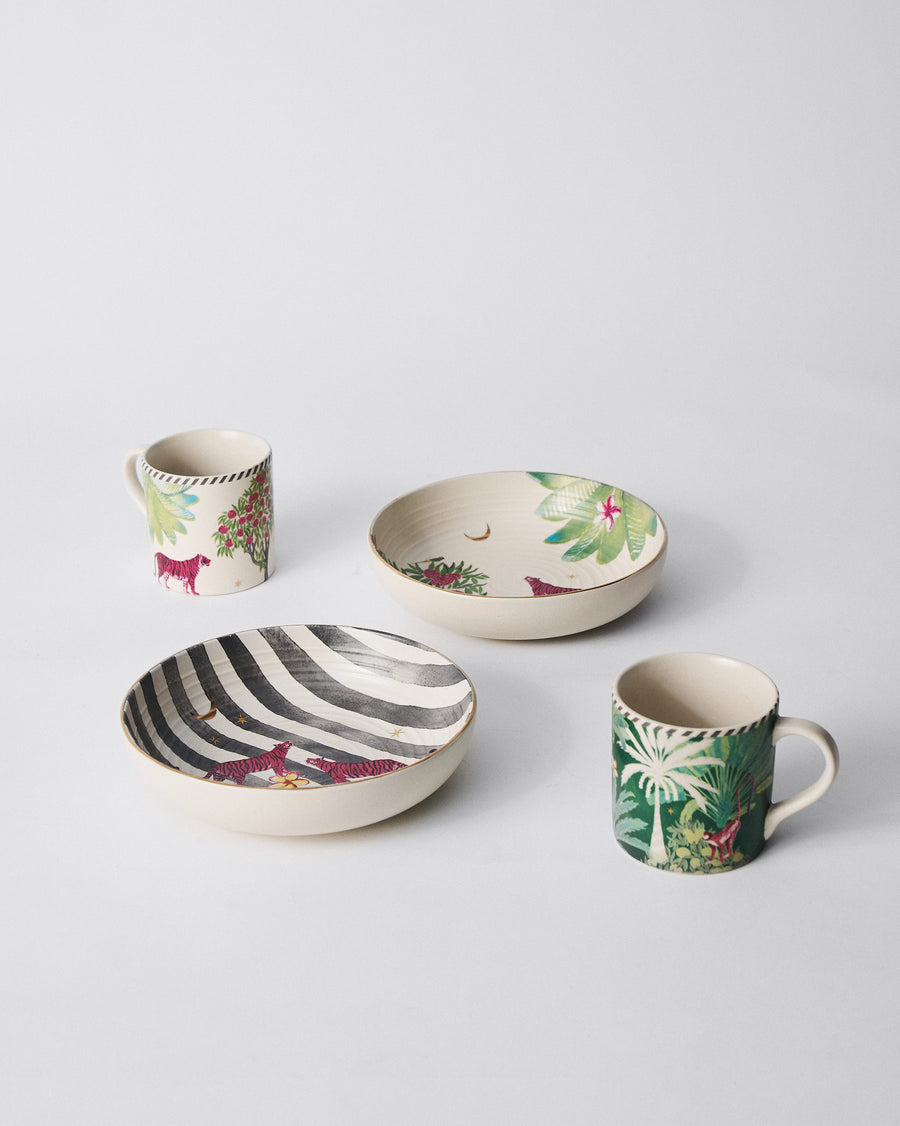 The bowls and mugs together.