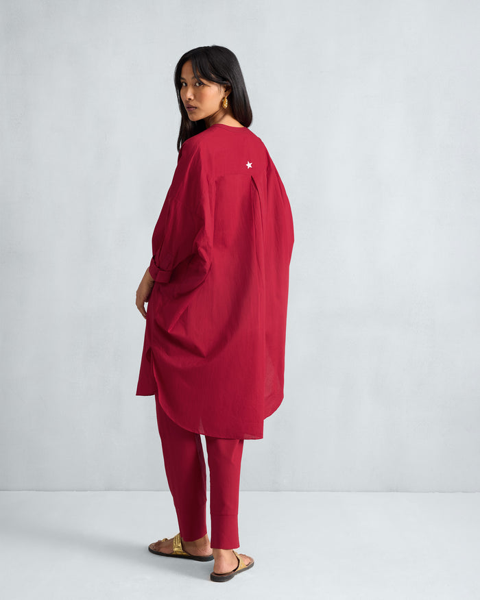 The Lazy Sunday Tunic Set - Red