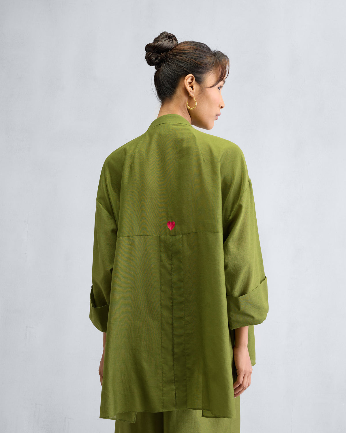 Back of the Cirrus Shirt Set worn by a person.