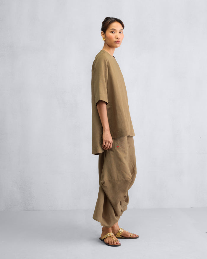 The High Slit Top Set - Taupe