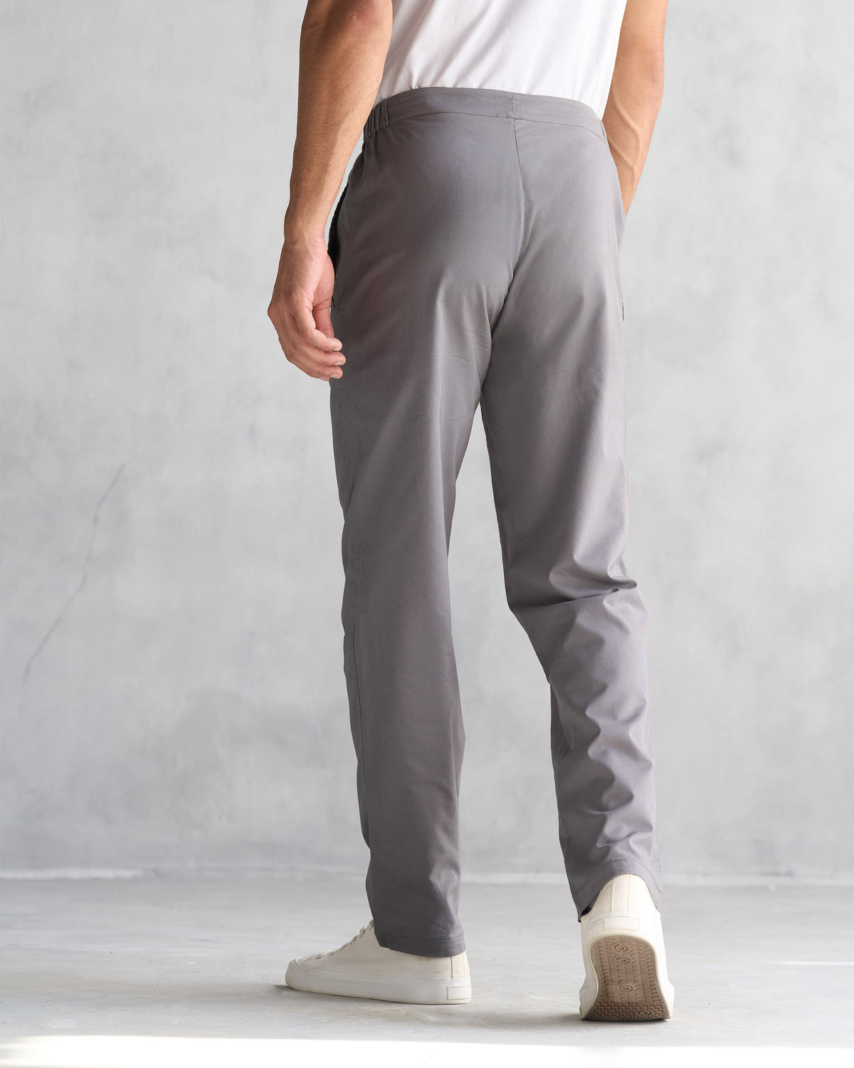 Back of charcoal Shillong jammies with an elasticated waistband.