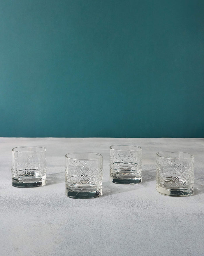 The four glasses side by side