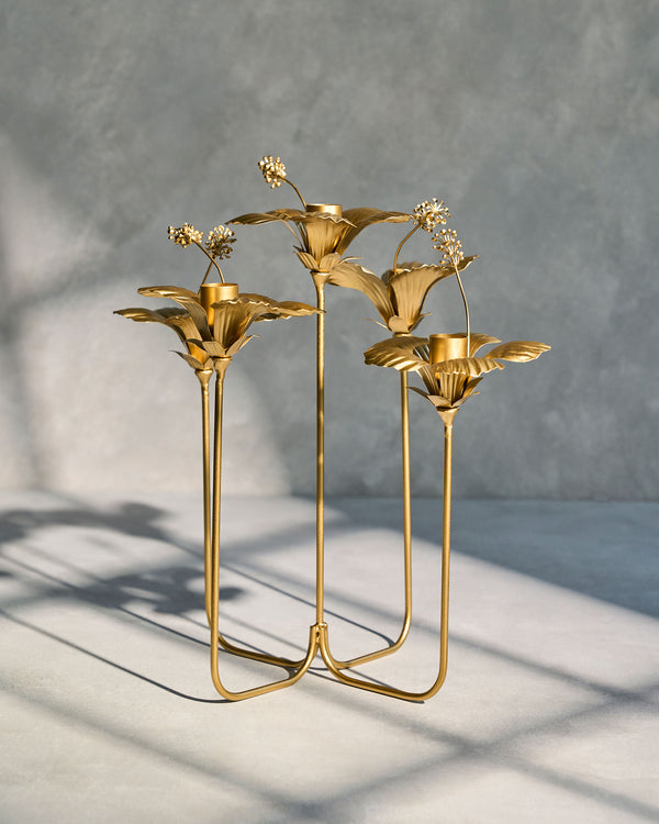 The holder without candles, its stems in view