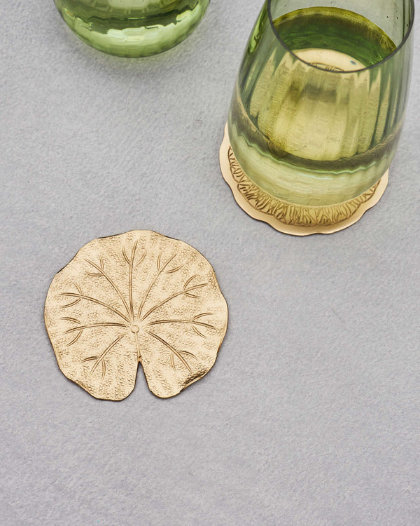A glass on a coaster