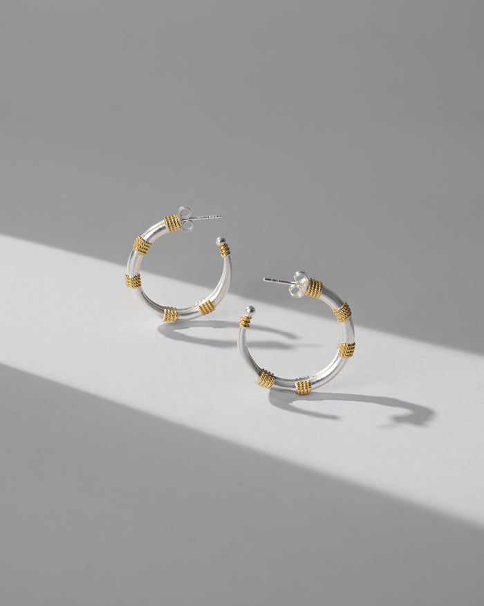 Dhoop Chaon Hoops Small - Silver & Gold