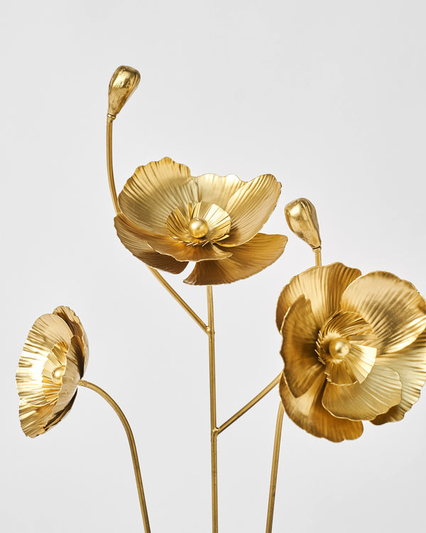 Close view of ribbed gold blooms and buds