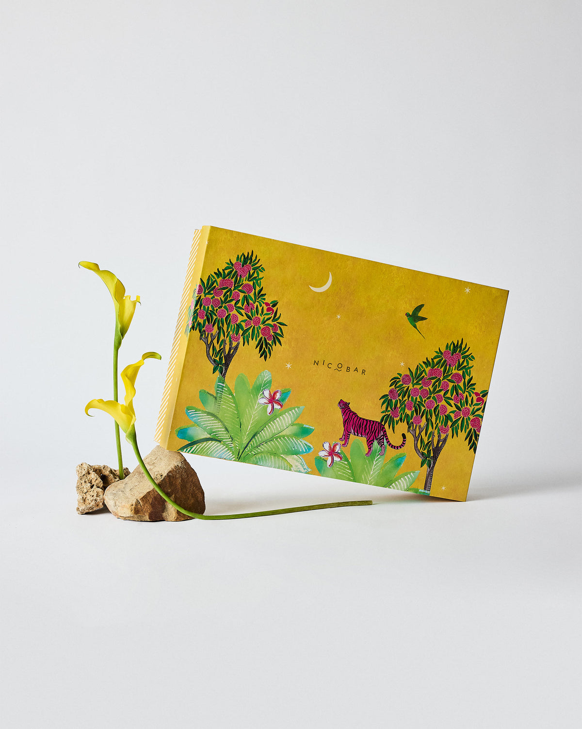 Thazin Trail Gift Set box with a tiger and flowering trees on yellow.