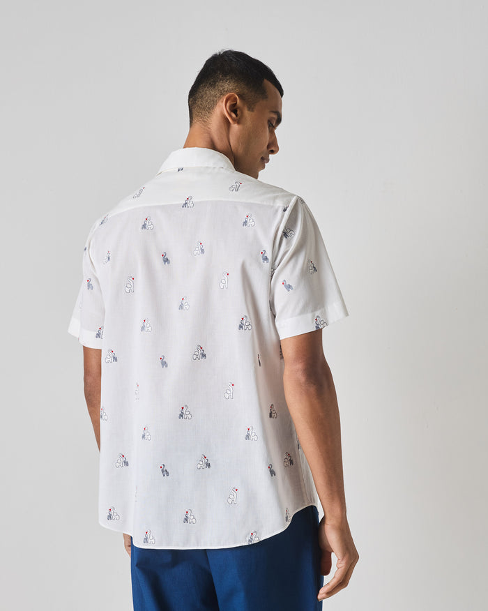 Half Sleeves Shirt - Grey & Black Embroidered