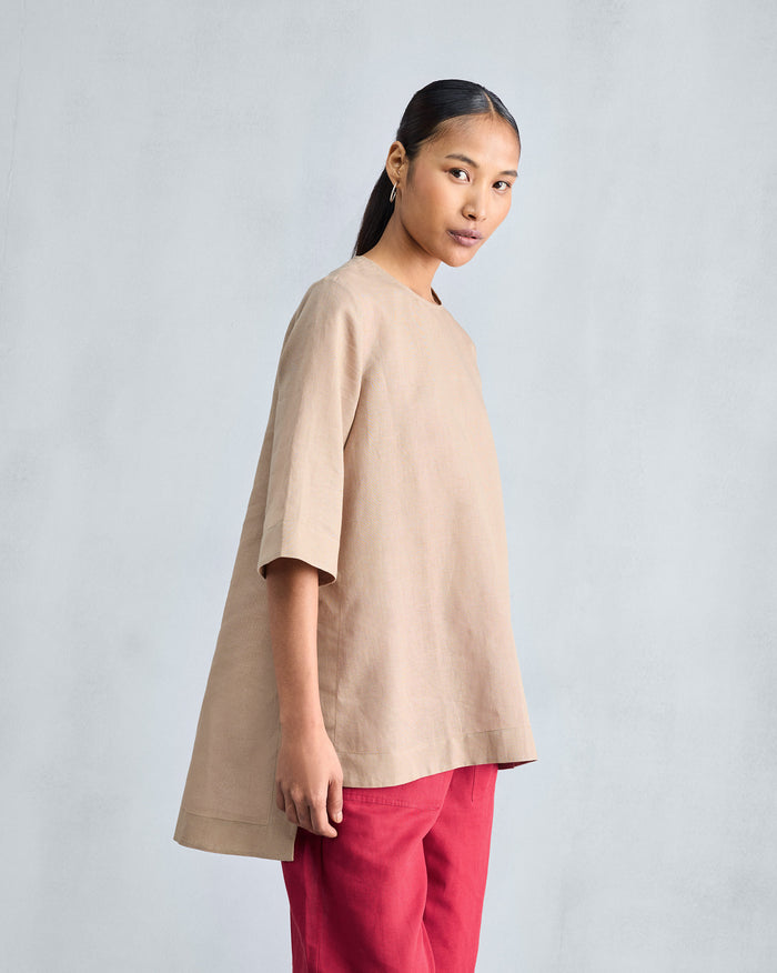High Slit Top - Beige