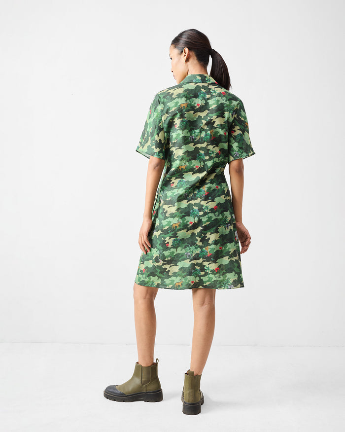 Alappuzha Shirt Dress - Green Printed