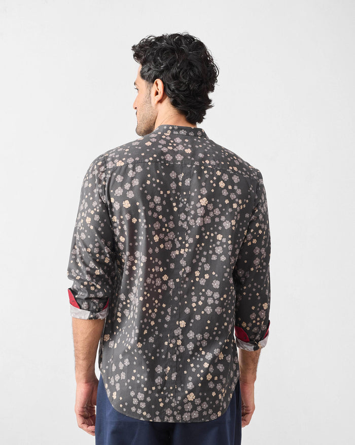 Nawab Shirt - Charcoal Printed