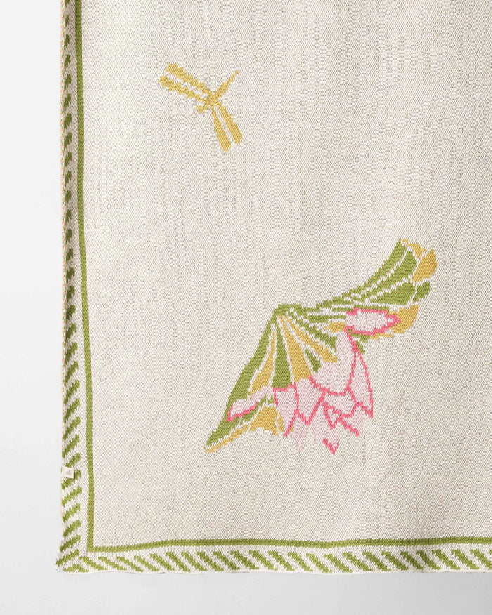 The lotus and dragonfly on cream knit