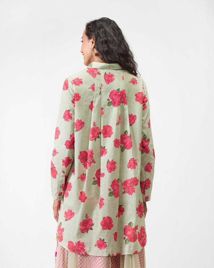 High Low Shirt - Mint & Watermelon Print