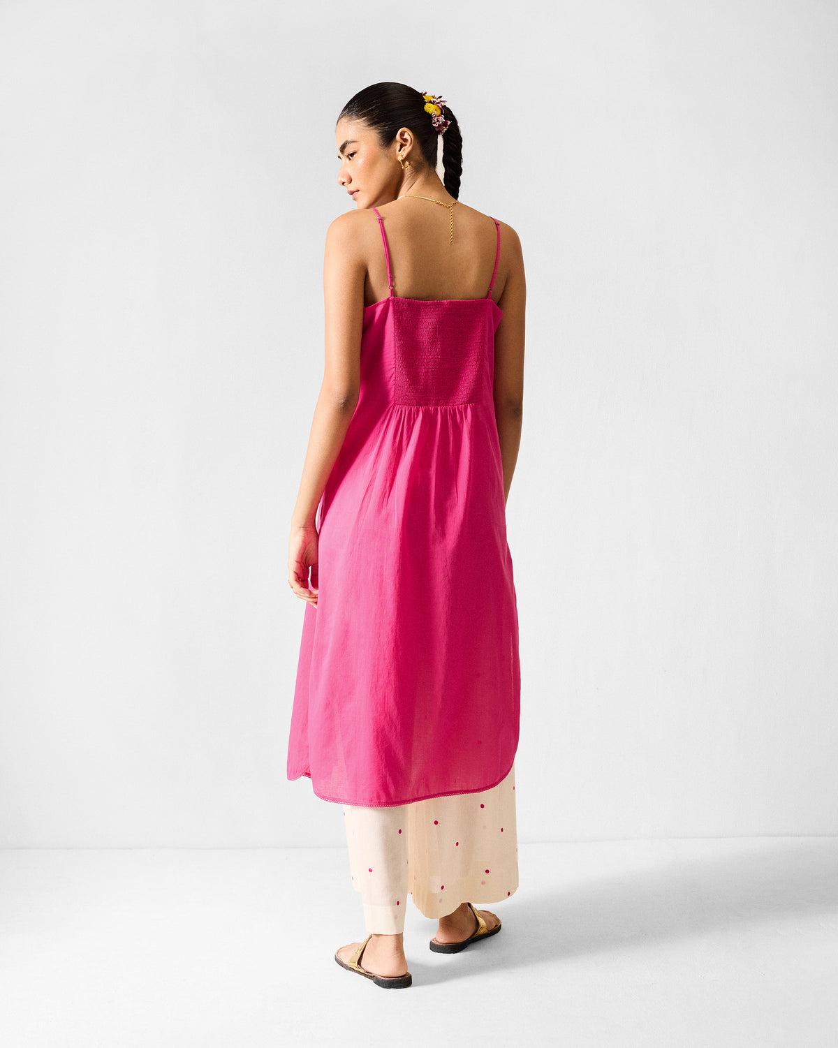 Back of the solid fuchsia slip included with the Doda dress.