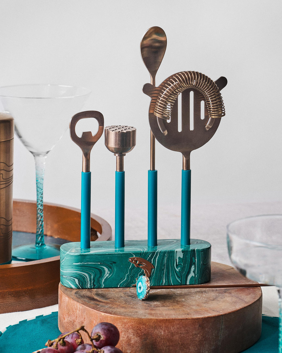 The Cascade bar tools on a table.