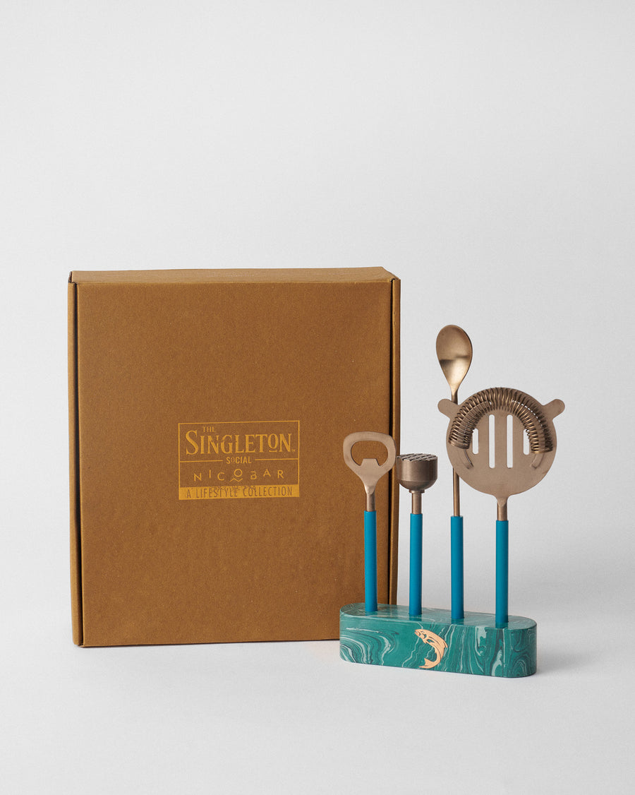 The tools beside their box.
