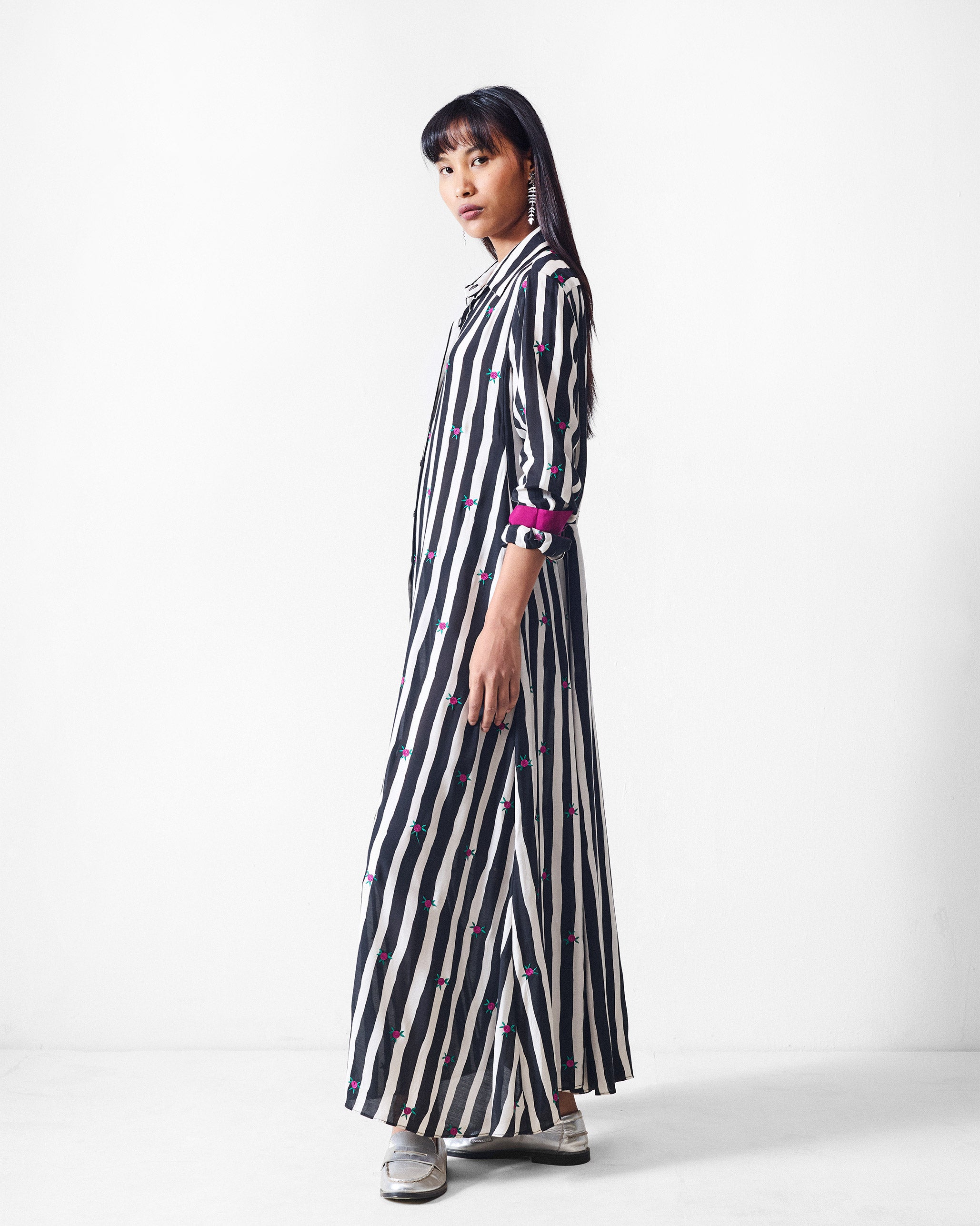 Pattaya Shirt Dress - Black & Beige Printed