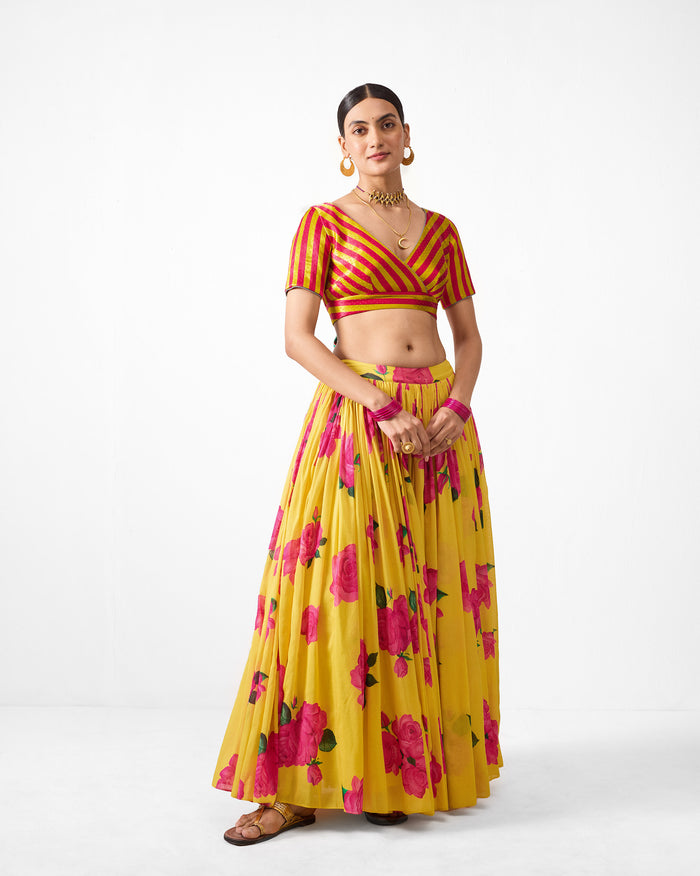Reha Skirt - Yellow & Fuchsia Printed