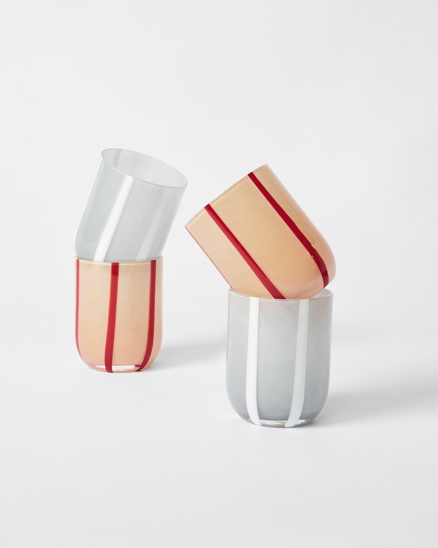 The glasses stacked.