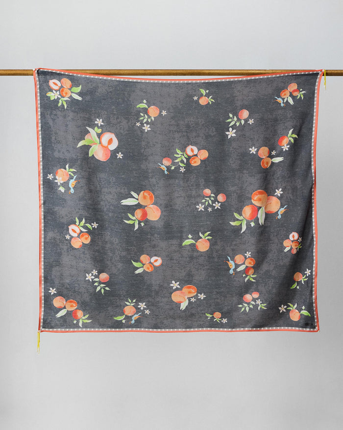 Apricot Scarf - Charcoal & Orange