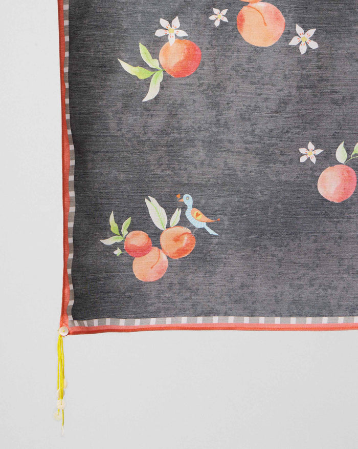 Apricot Scarf - Charcoal & Orange